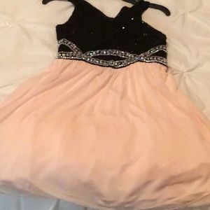 Black and plush pink dress